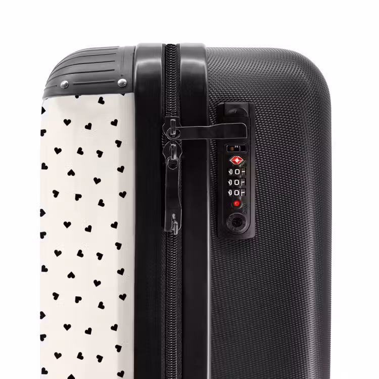 Suitcase - Valentine scattered heart pattern black — 6