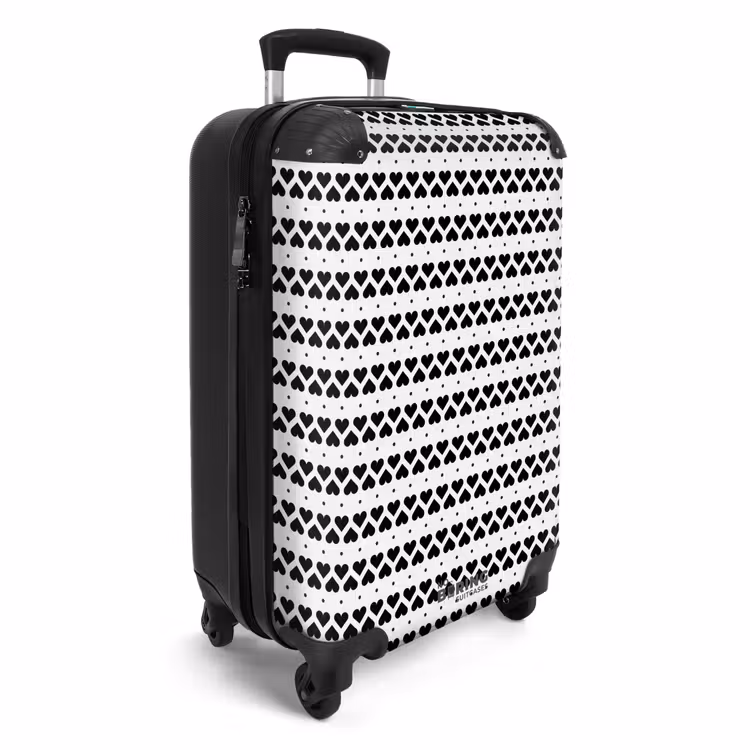 Suitcase - Valentine striped hearts pattern — 2