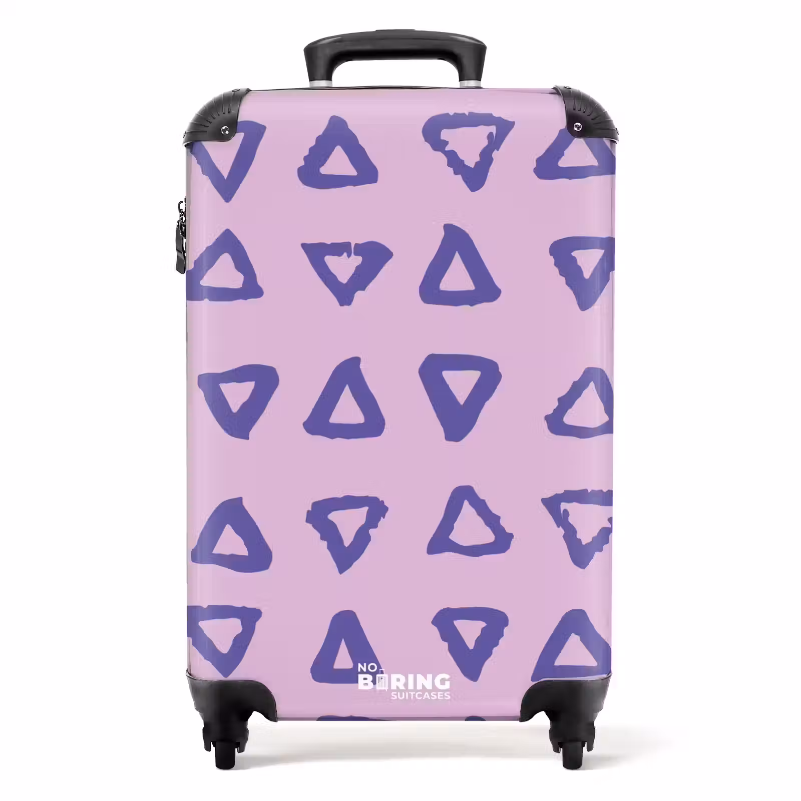 Suitcase - Blue, triangular outline on lavender pink background — 1