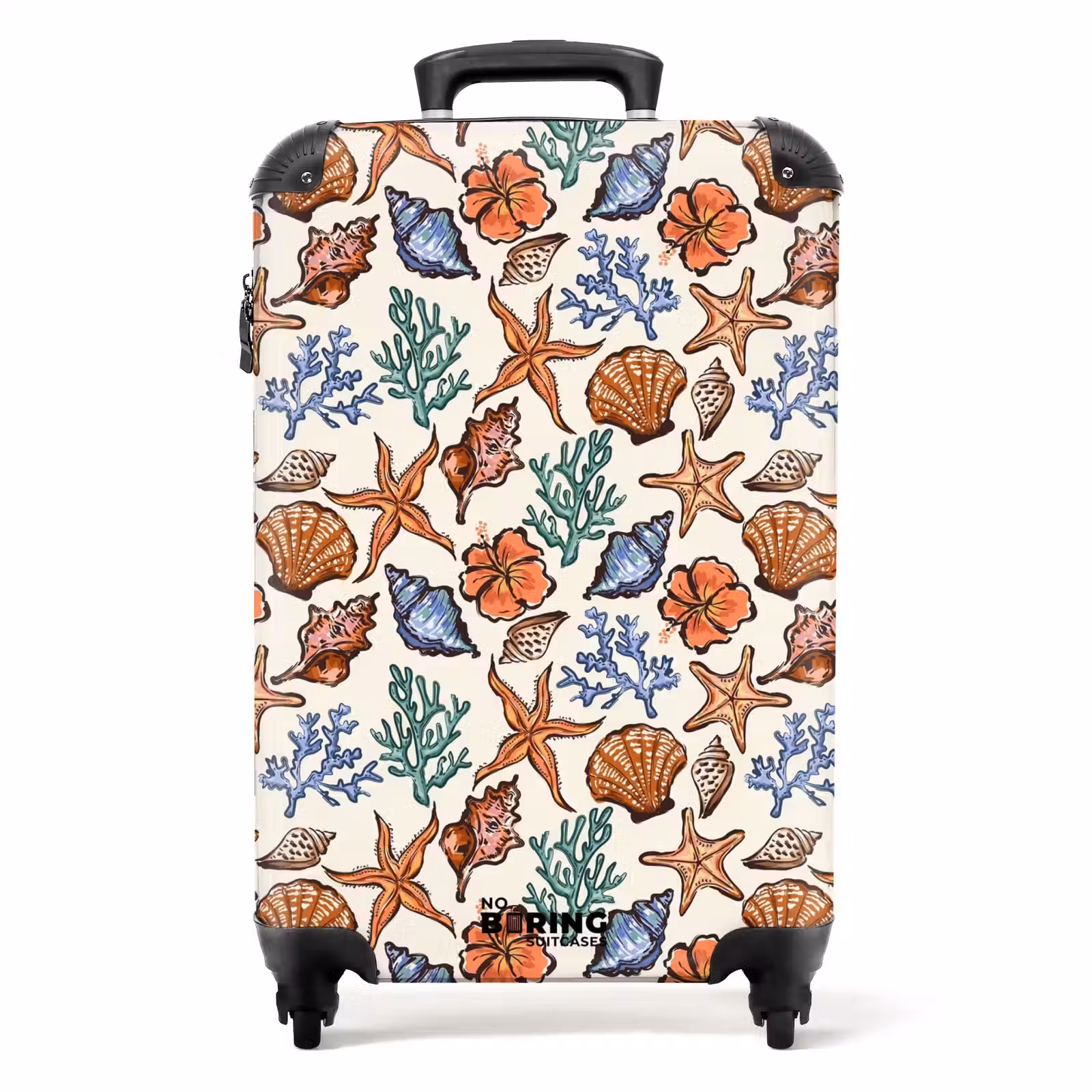 Suitcase - Coral with starfish print — 1