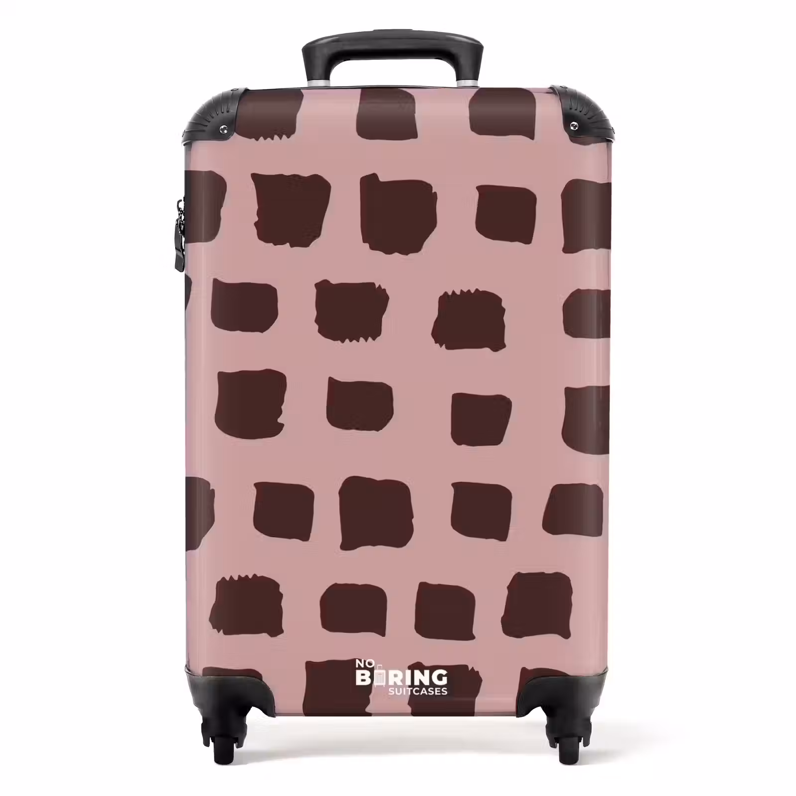 Suitcase - Dark brown block shapes on old pink background — 1
