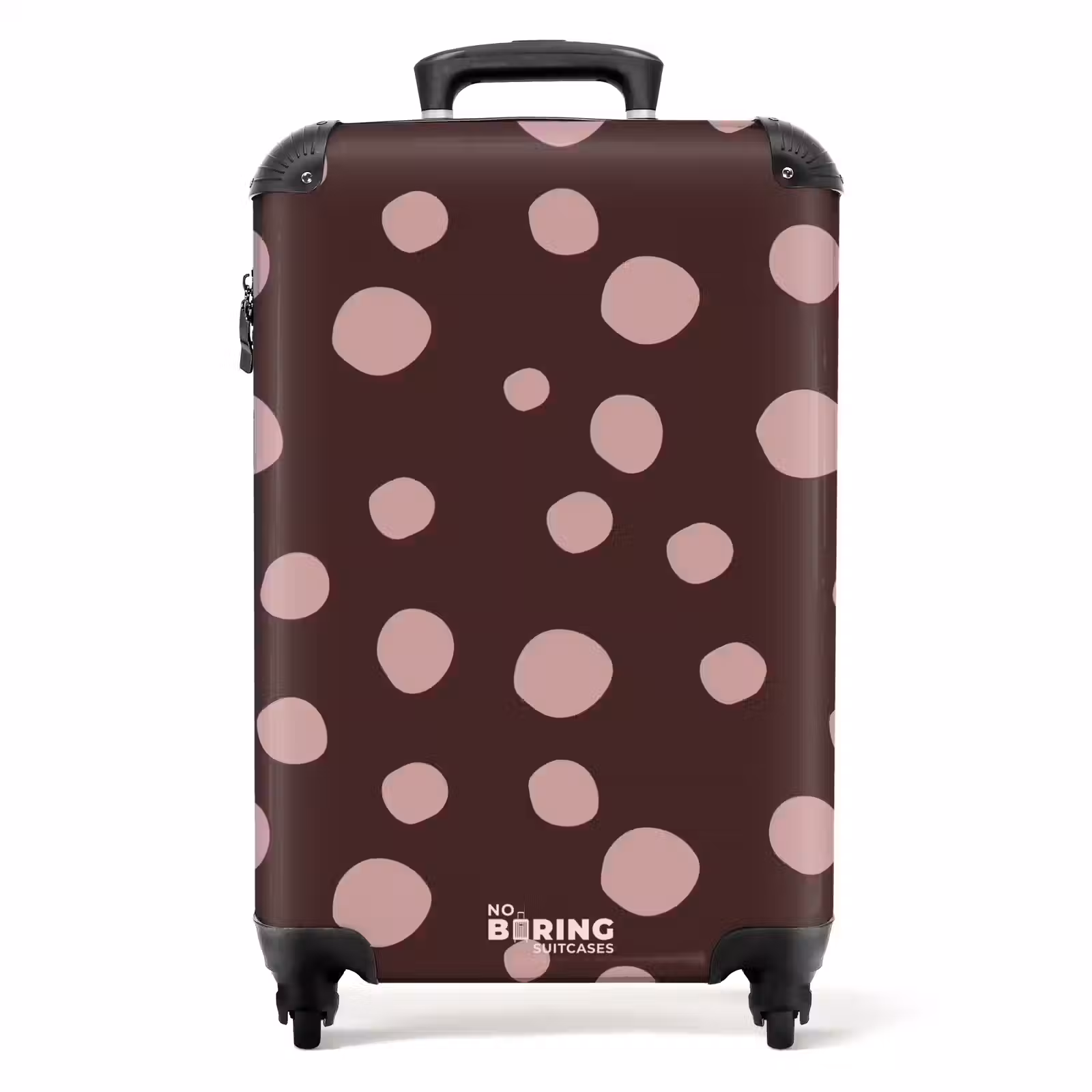 Suitcase - Deep brown background with pink dots — 1