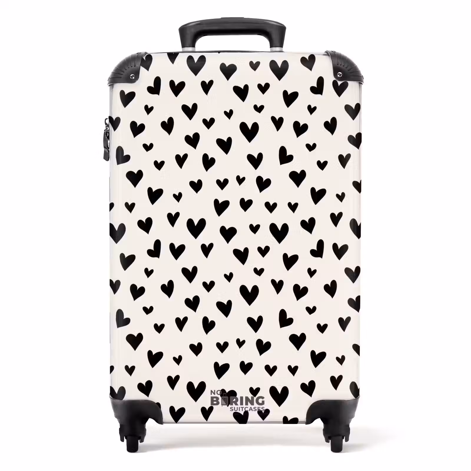 Suitcase - Valentine hearts pattern black — 1