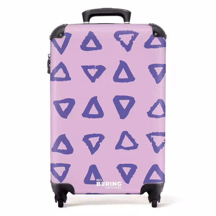 Suitcase - Blue, triangular outline on lavender pink background — 1