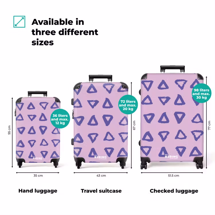 Suitcase - Blue, triangular outline on lavender pink background — 3