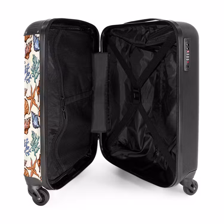Suitcase - Coral with starfish print — 3