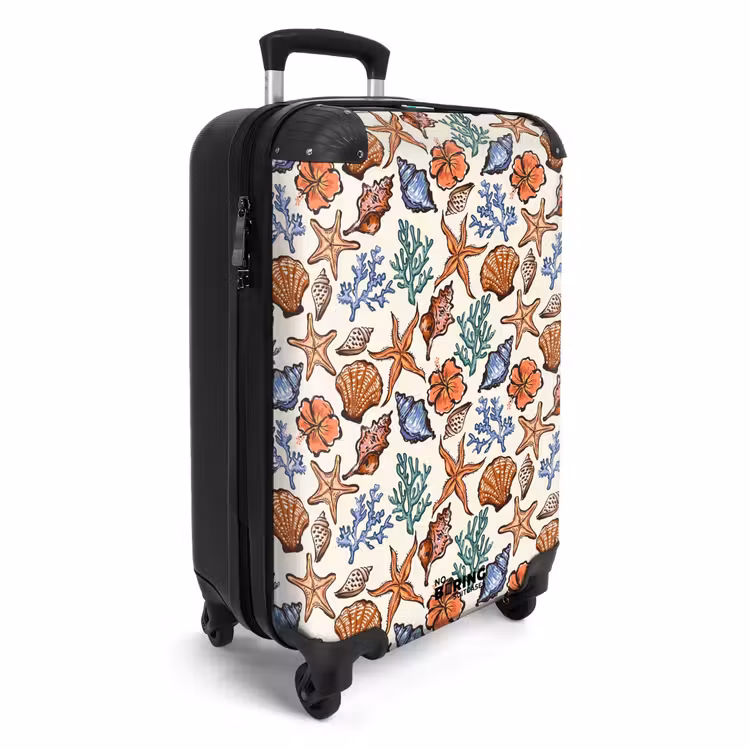 Suitcase - Coral with starfish print — 4