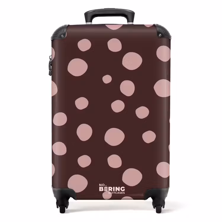 Suitcase - Deep brown background with pink dots — 1