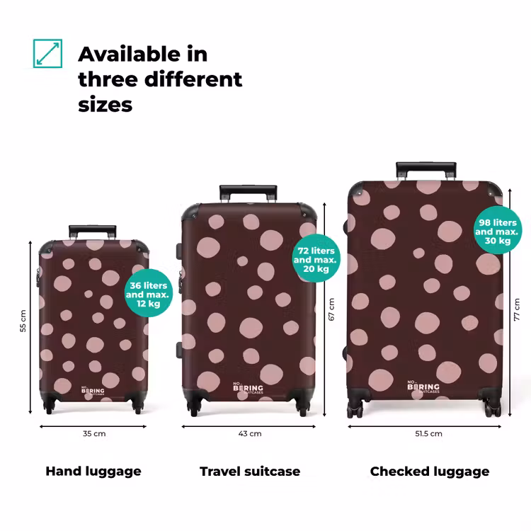 Suitcase - Deep brown background with pink dots — 3
