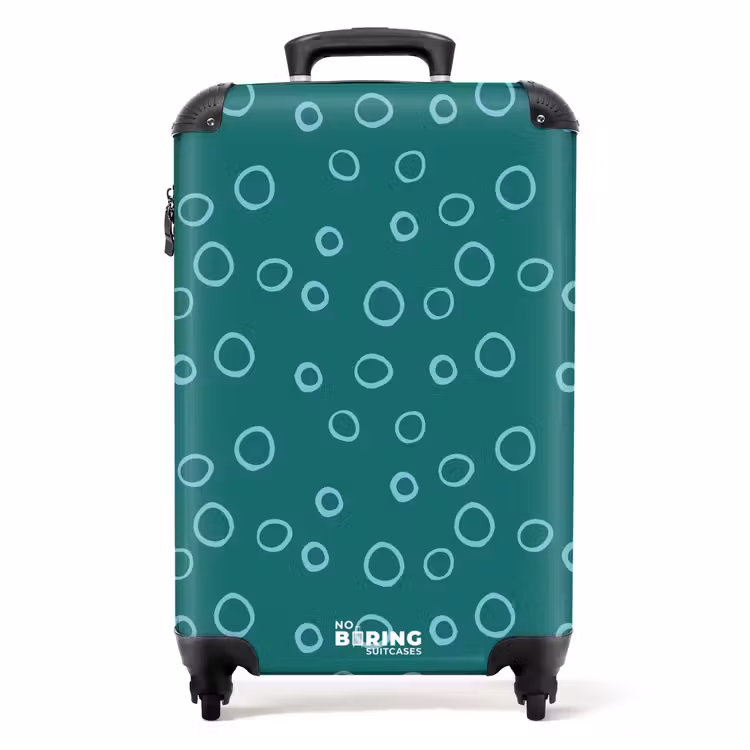 Suitcase - Light blue circles on dark green background — 1