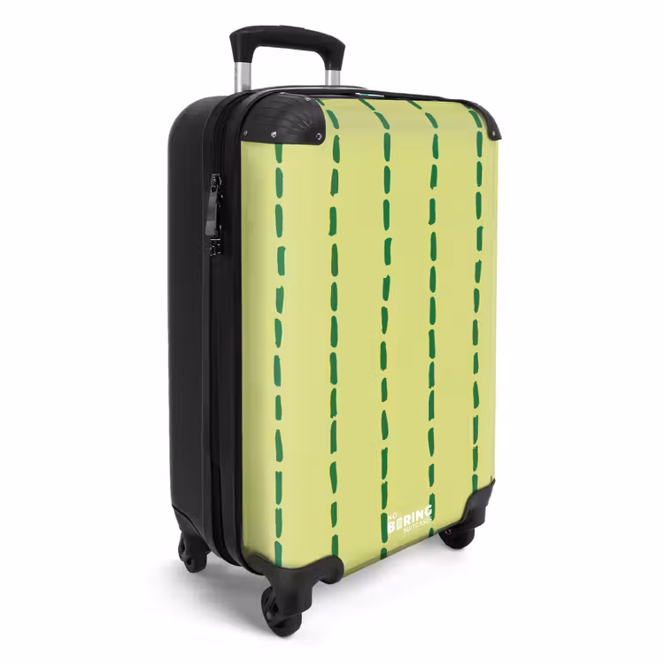 Suitcase - Lime green background with dark green stripes — 2