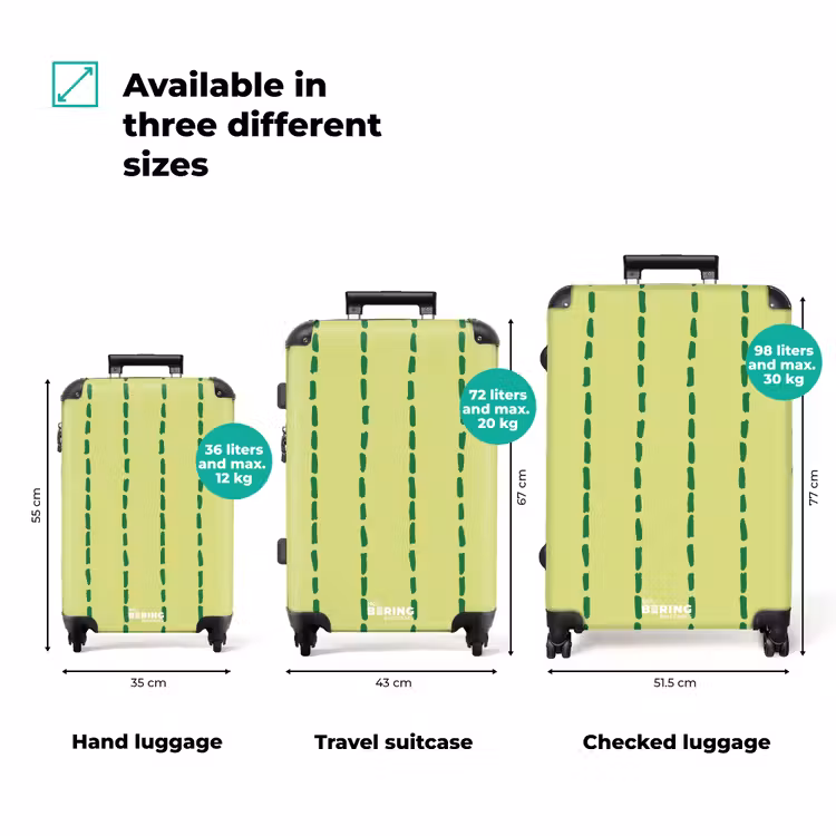 Suitcase - Lime green background with dark green stripes — 3