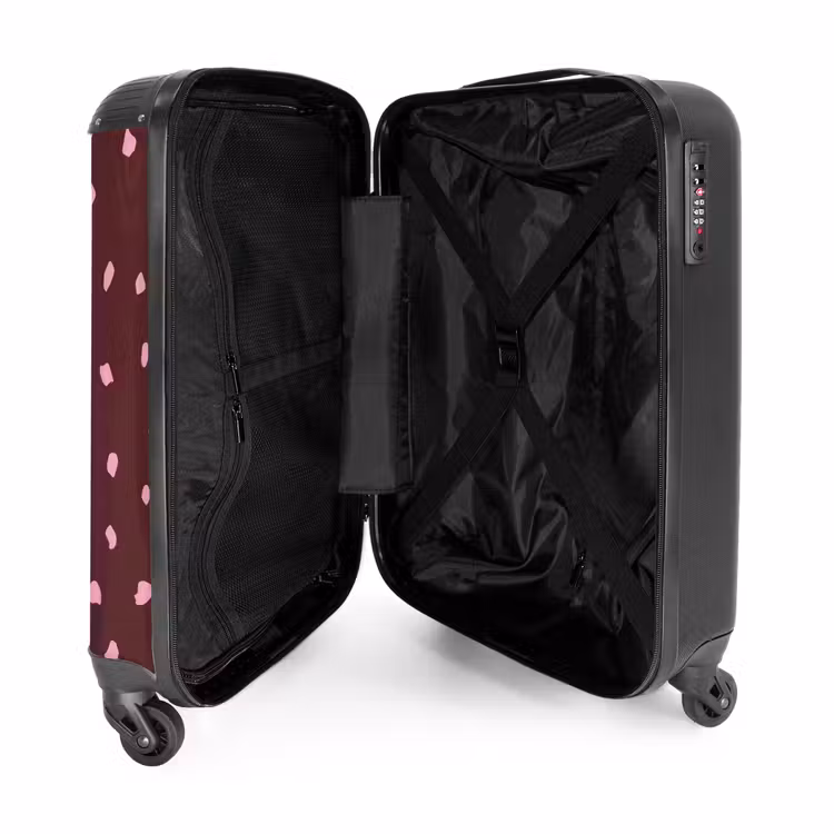 Suitcase - Pink spots on bordeaux colored background — 5