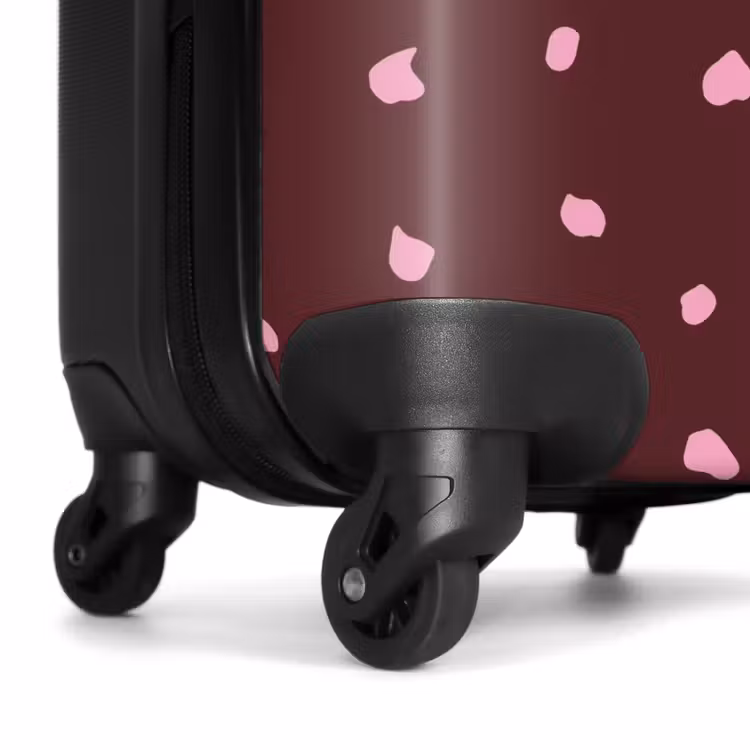 Suitcase - Pink spots on bordeaux colored background — 7