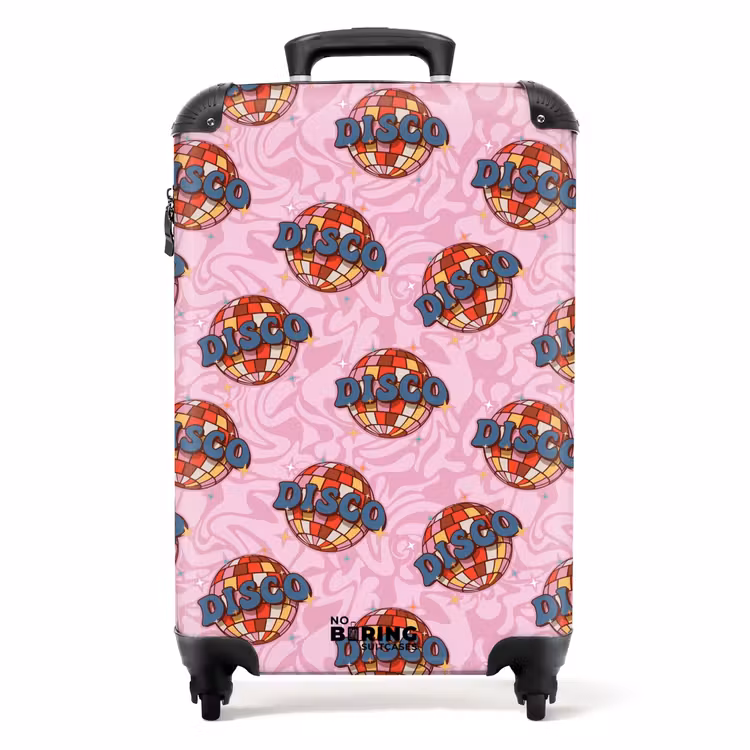 Suitcase - Retro disco ball pattern pink — 1