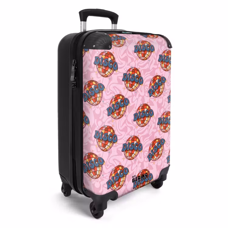 Suitcase - Retro disco ball pattern pink — 4