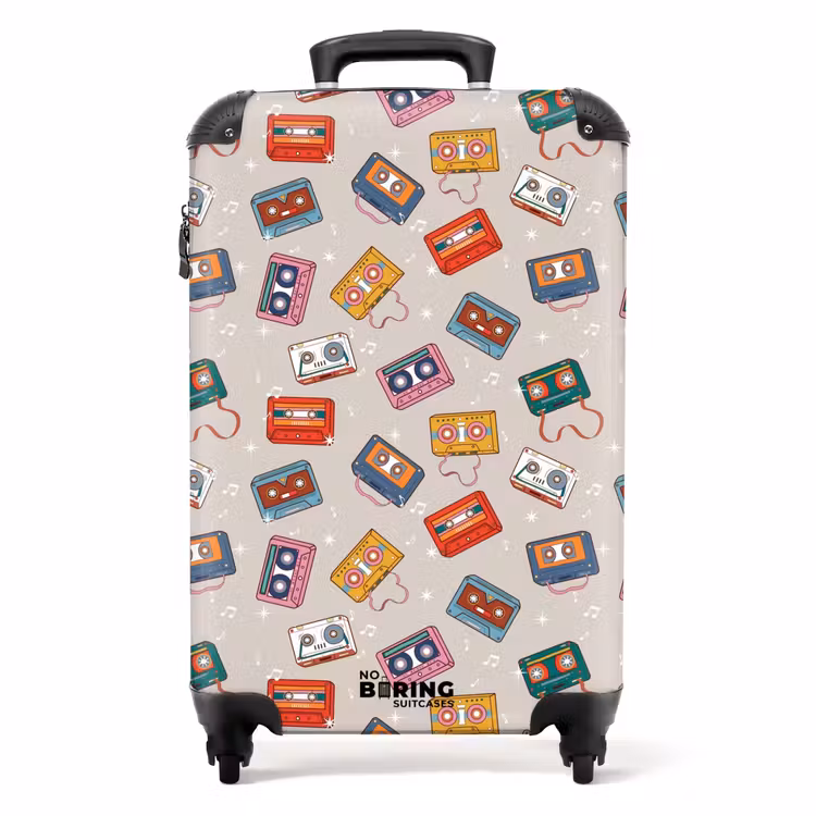 Suitcase - Retro disco cassettes pattern various colors — 1
