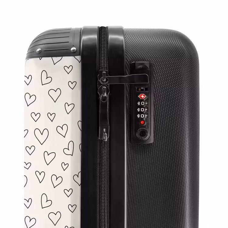 Suitcase - Valentine heart rain pattern black — 6