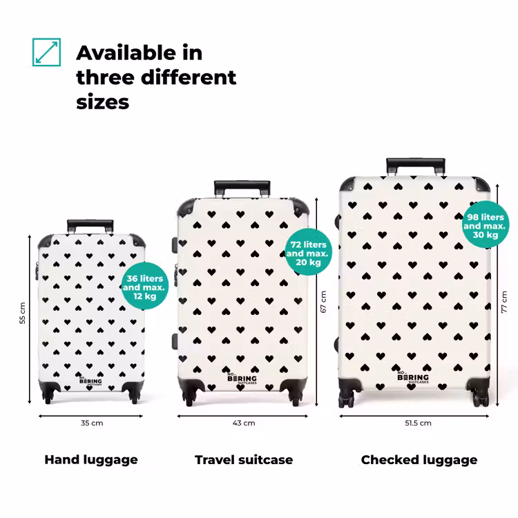 Suitcase - Valentine hearts in plaid pattern black — 3
