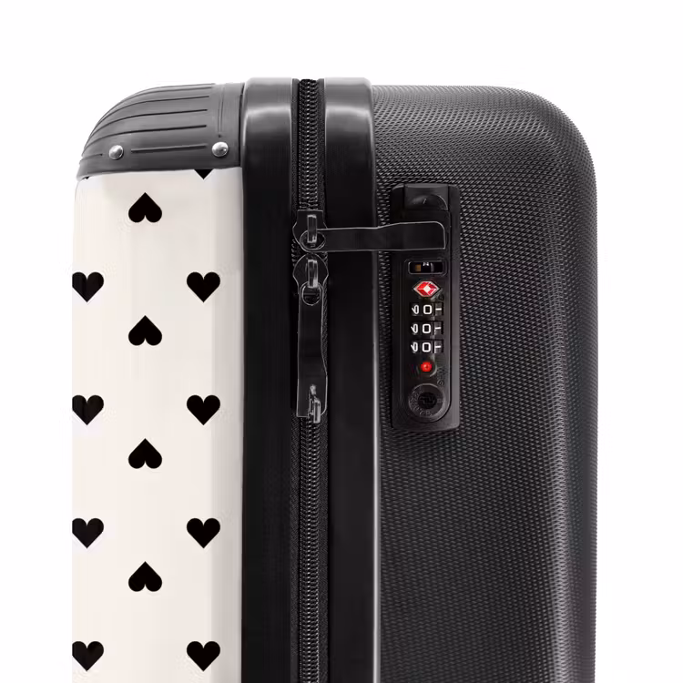 Suitcase - Valentine hearts in plaid pattern black — 6