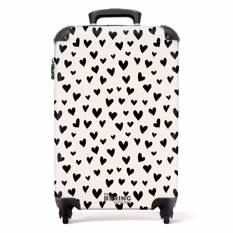 Suitcase - Valentine hearts pattern black — 1