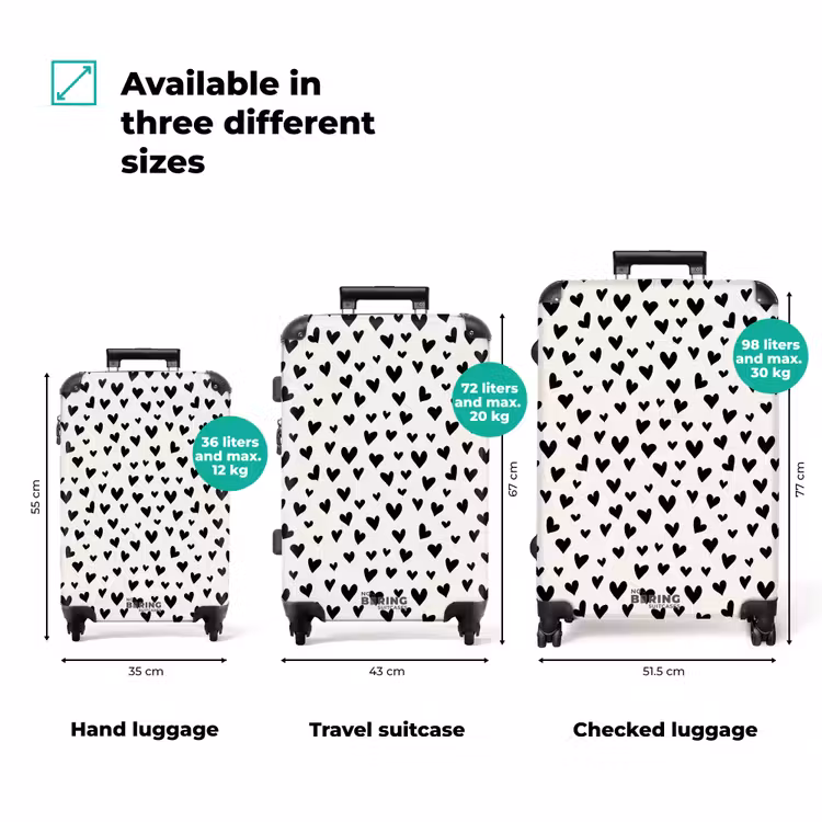 Suitcase - Valentine hearts pattern black — 3