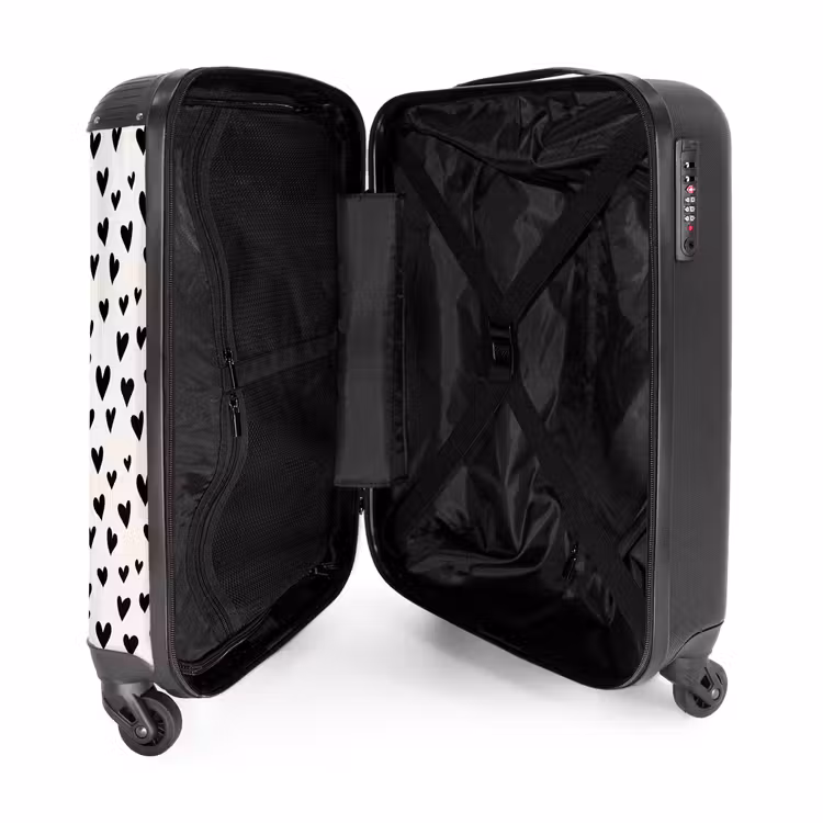 Suitcase - Valentine hearts pattern black — 5