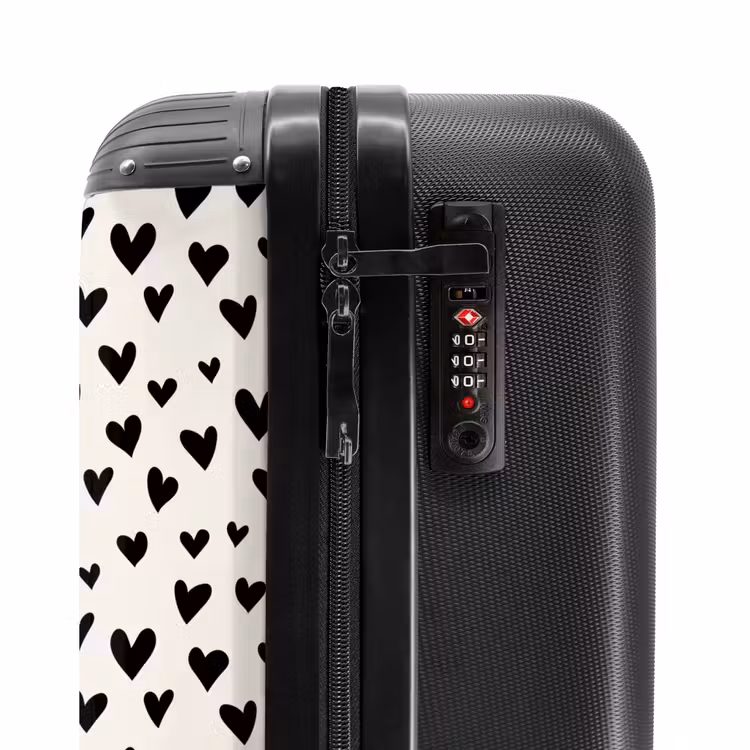 Suitcase - Valentine hearts pattern black — 6