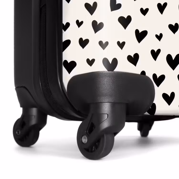 Suitcase - Valentine hearts pattern black — 7