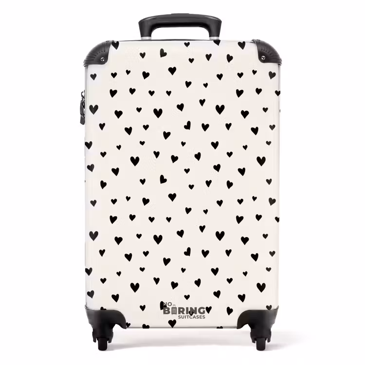 Suitcase - Valentine hearts scattered pattern black — 1