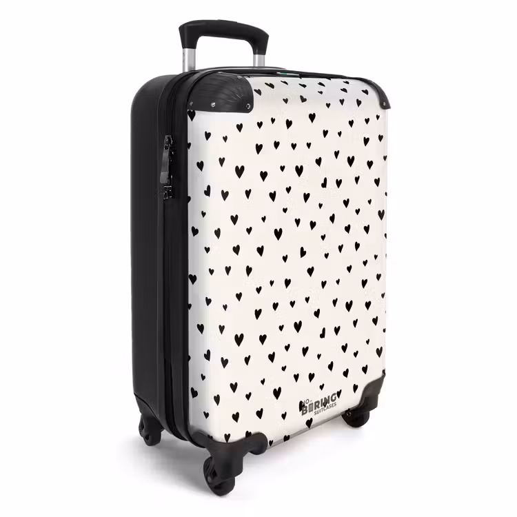 Suitcase - Valentine hearts scattered pattern black — 2