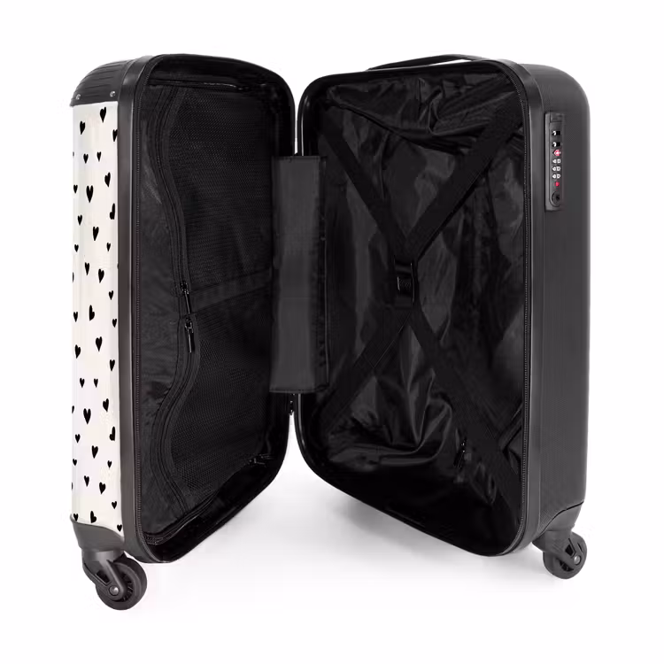 Suitcase - Valentine hearts scattered pattern black — 5