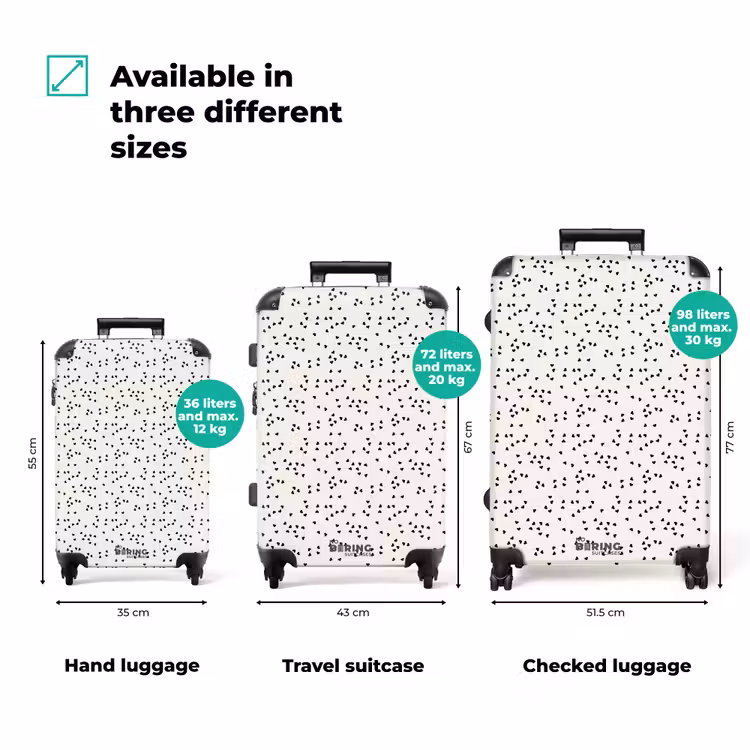 Suitcase - Valentine scattered hearts pattern black — 3