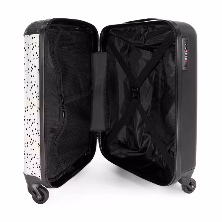 Suitcase - Valentine scattered hearts pattern black — 5