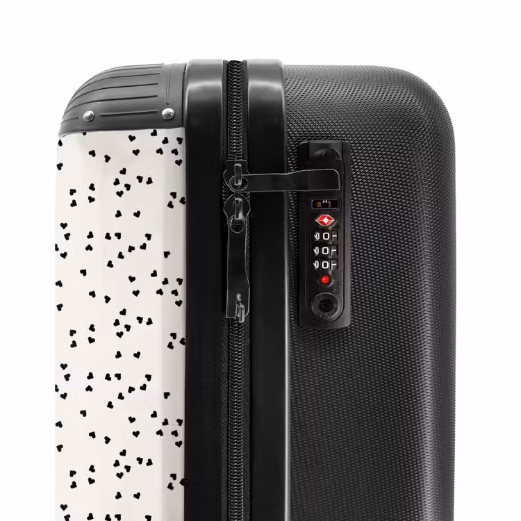 Suitcase - Valentine scattered hearts pattern black — 6