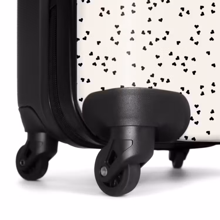 Suitcase - Valentine scattered hearts pattern black — 7
