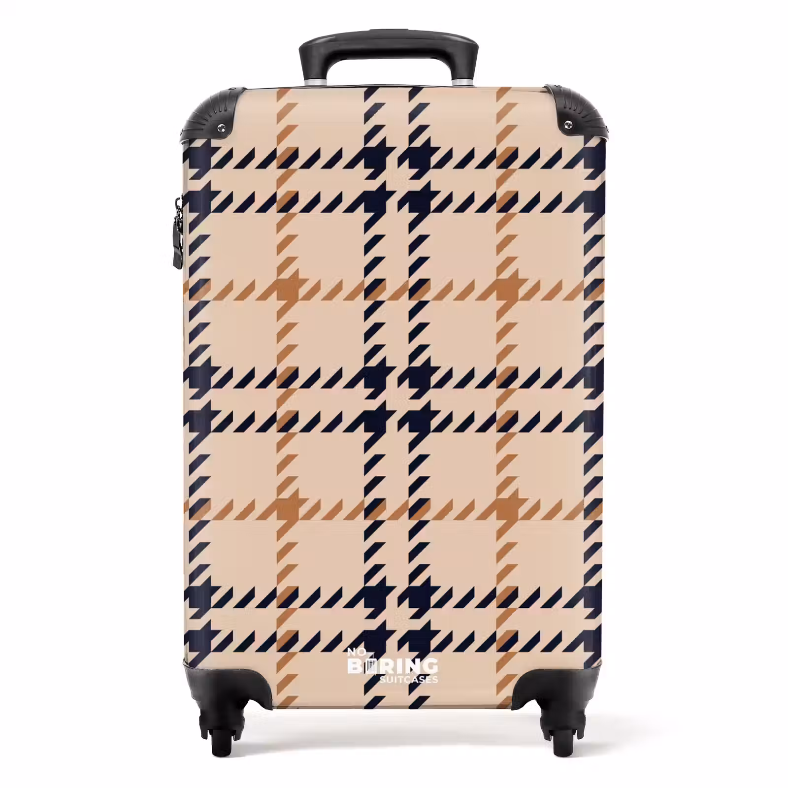 Suitcase - Beige check pattern with herringbone lines in black and brown — 1