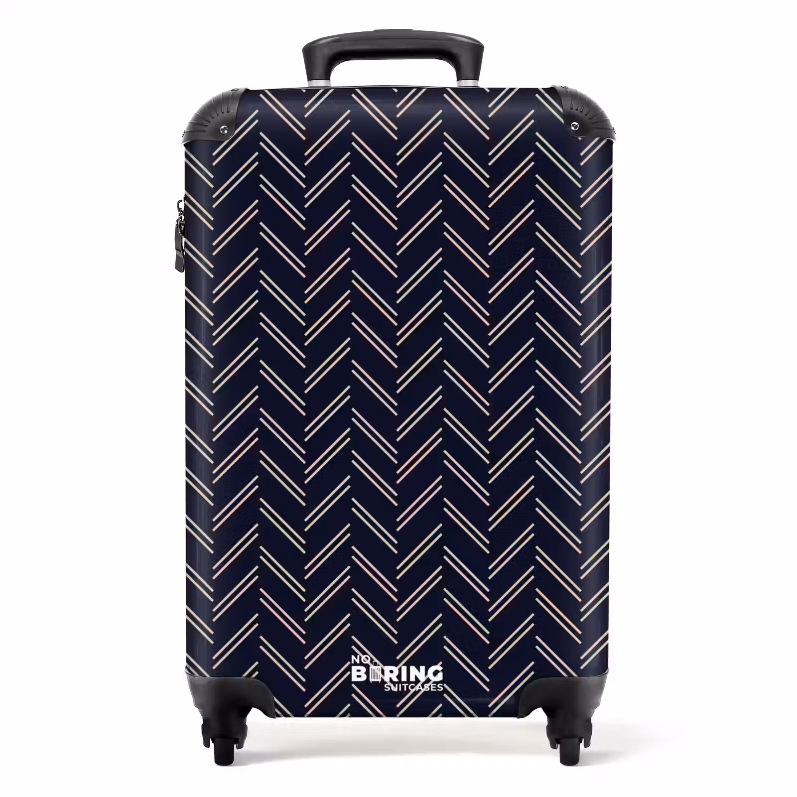 Suitcase - Herringbone texture with light pink lines on dark blue — 1