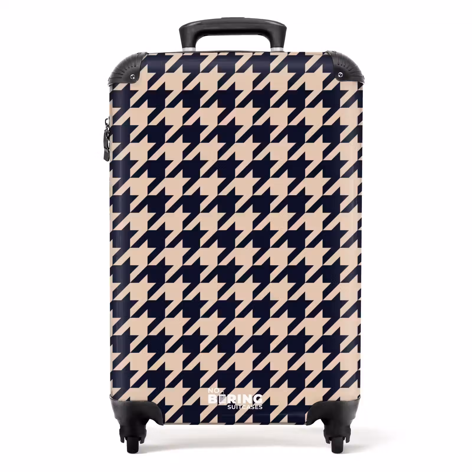 Suitcase - Pied-de-poule pattern in beige and dark blue — 1