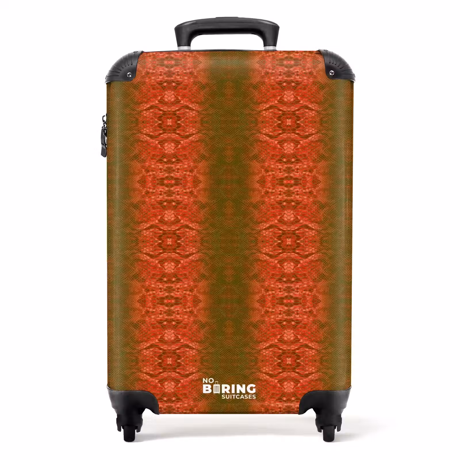Suitcase - Red green snakeskin with symmetrical scale structure — 1