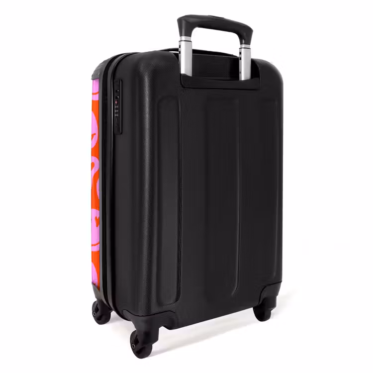 Suitcase - Abstract smiley face figures with heart eyes on red and pink — 4