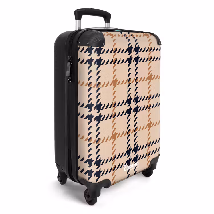 Suitcase - Beige check pattern with herringbone lines in black and brown — 2