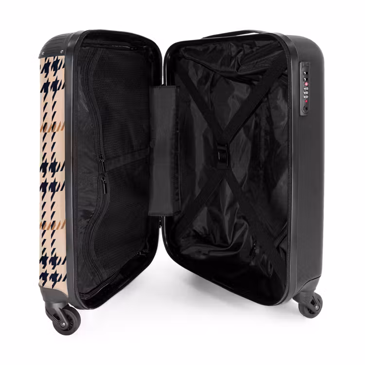 Suitcase - Beige check pattern with herringbone lines in black and brown — 5