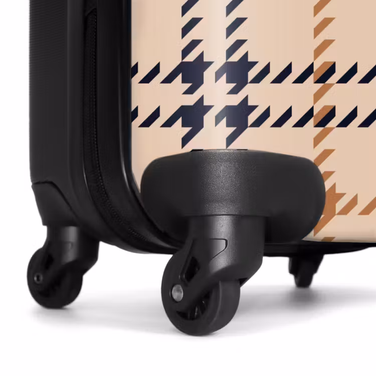 Suitcase - Beige check pattern with herringbone lines in black and brown — 7