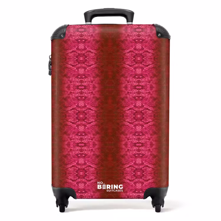 Suitcase - Bright pink snakeskin with symmetrical scale structure — 1