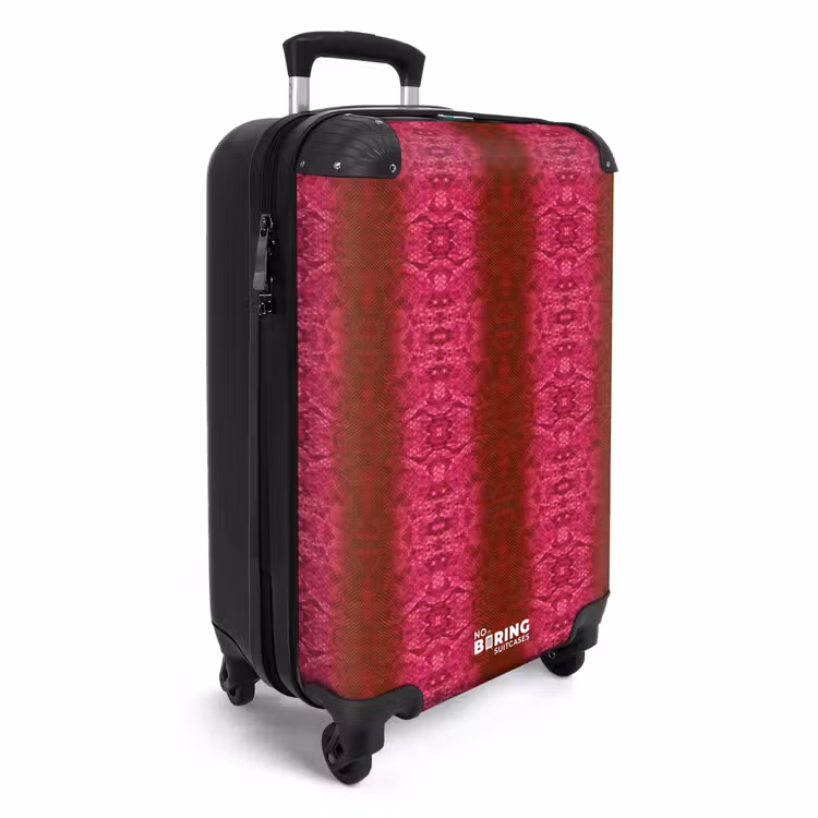 Suitcase - Bright pink snakeskin with symmetrical scale structure — 4