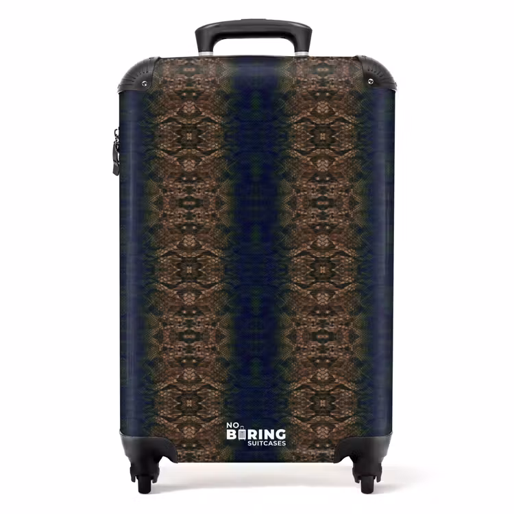 Suitcase - Brown-blue snakeskin with symmetrical scale structure — 1