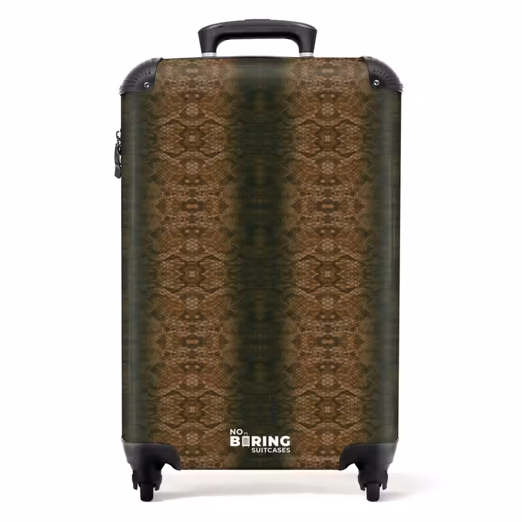 Suitcase - Brown snakeskin with symmetrical scale structure — 1