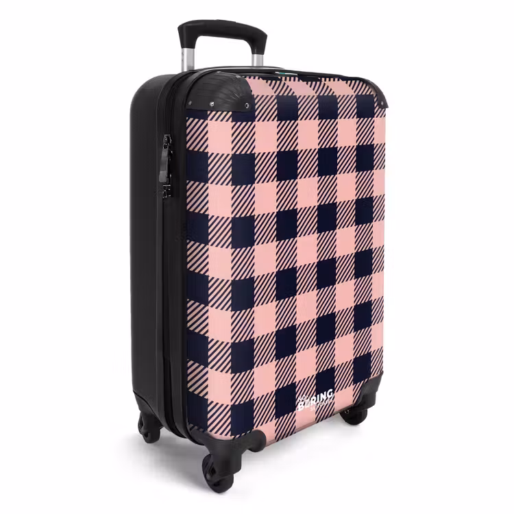 Suitcase - Checkered checkerboard pattern in pink and black — 2
