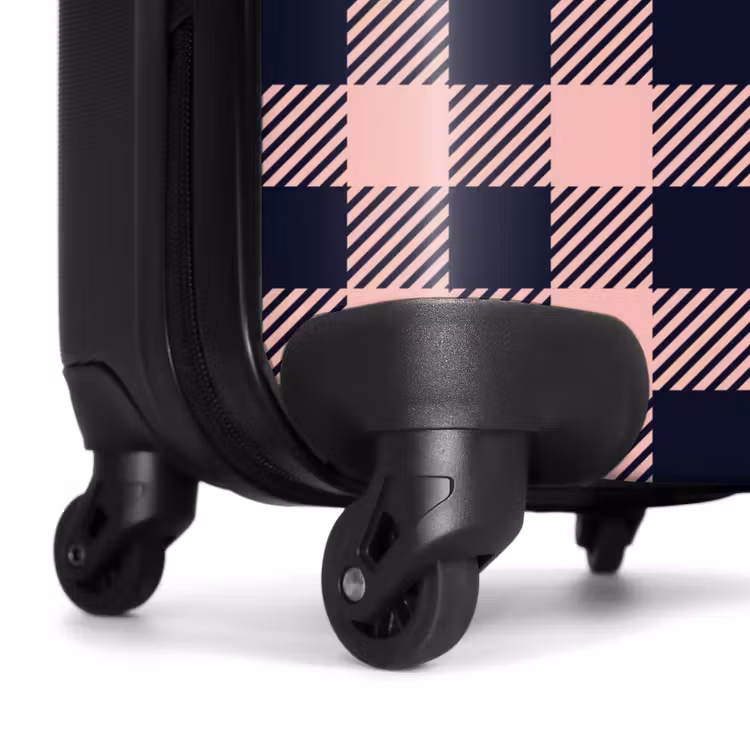 Suitcase - Checkered checkerboard pattern in pink and black — 7